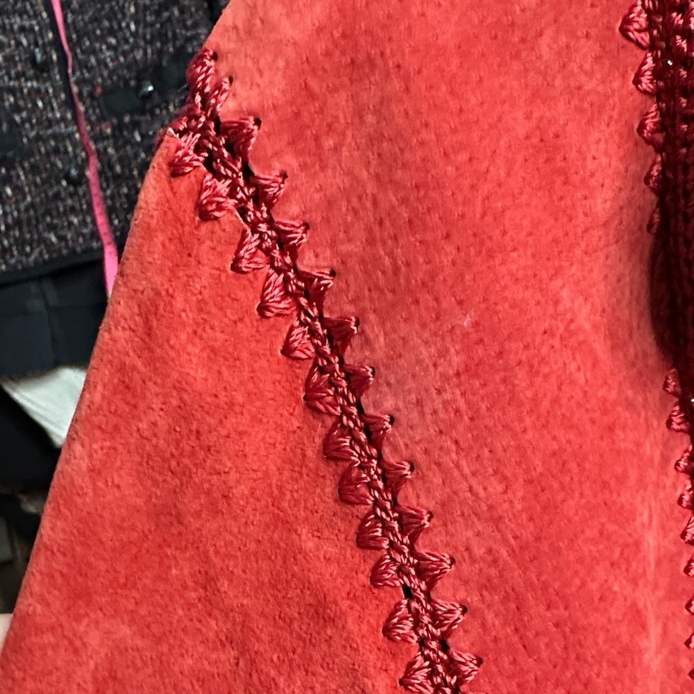 Elegant Red Leather blend Blazer - Picture 4 of 5